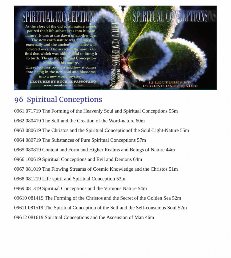 096 - The Power of Spiritual Conceptions - 12 Class Lessons ORDER THIS CLASS 