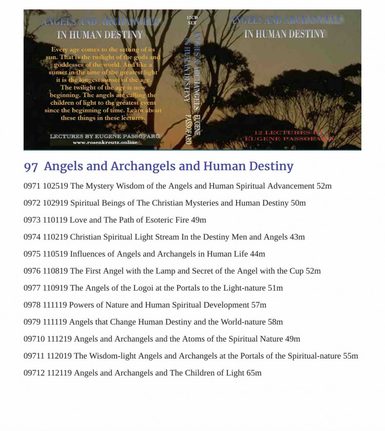 097 - Essential Knowledge of Angels and Archangels in Human Destiny - 12 Class Lessons ORDER THIS CLASS 