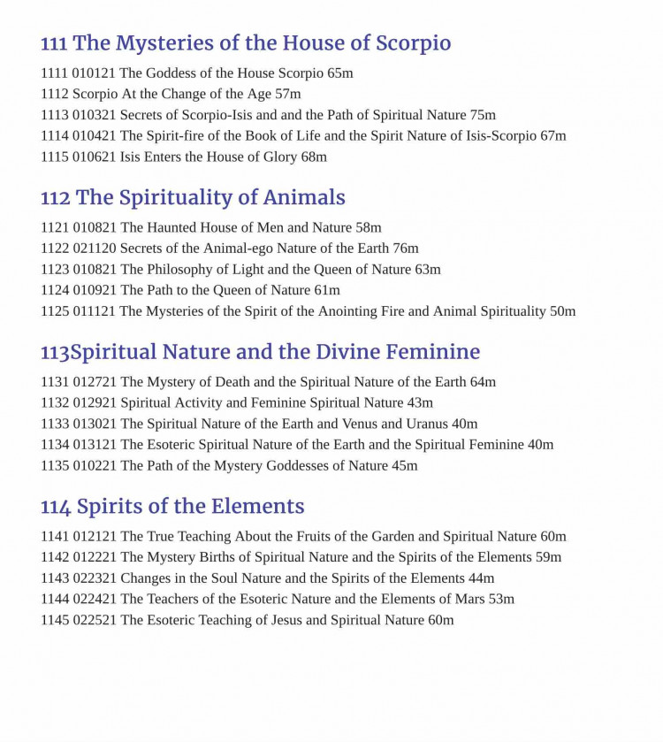 112 - The Spirituality of Animals - 5 Class Lessons ORDER THIS CLASS 