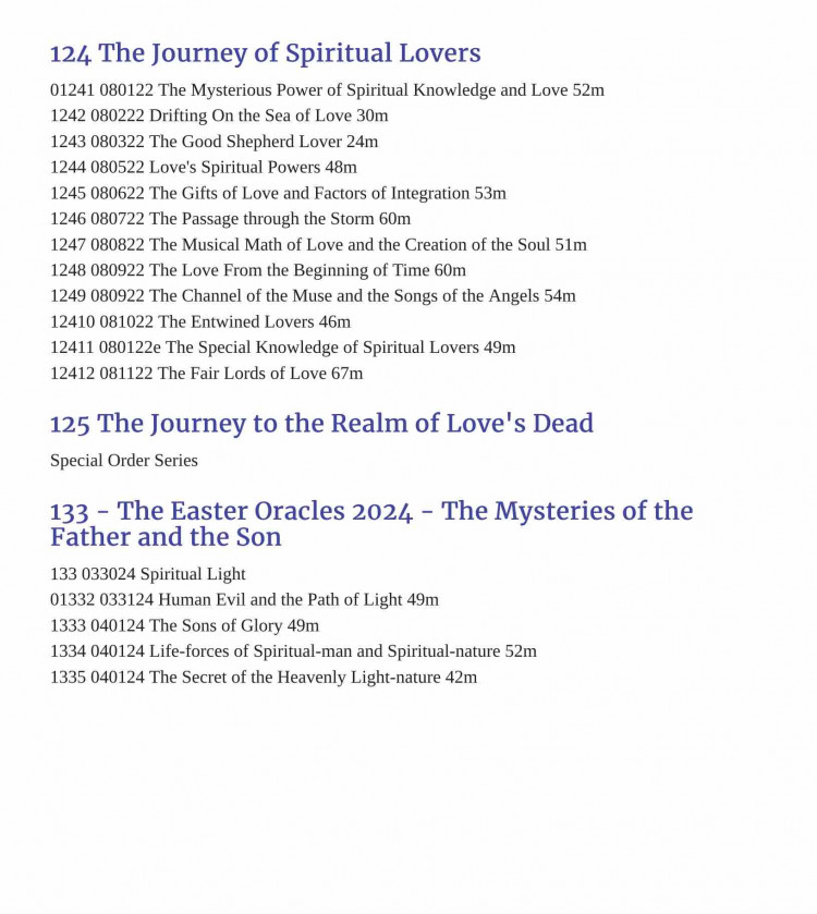 124 - The Journey of Spiritual Lovers - 12 Class Lessons (1) ORDER THIS CLASS 